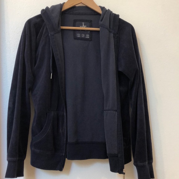 Velvet hooded Zip-up Sweatshirt Blue comfy lounge - Picture 1 of 6